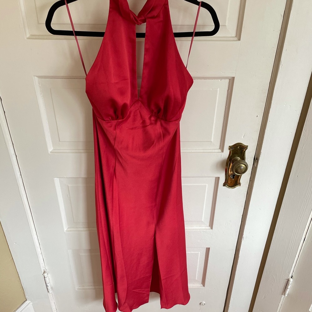 Revolve Red Halter Slip Dress (Size 6)